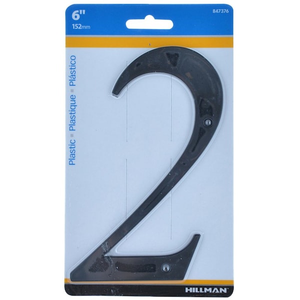 Hillman HILLMAN 6 in. Black Plastic Nail-On Number 2 1 pc, PK3 847376 - main